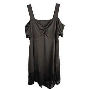 New Black Baby Doll Dress Womens 3XL Cold Shoulder Lace Rose Hem Cap Sleeves